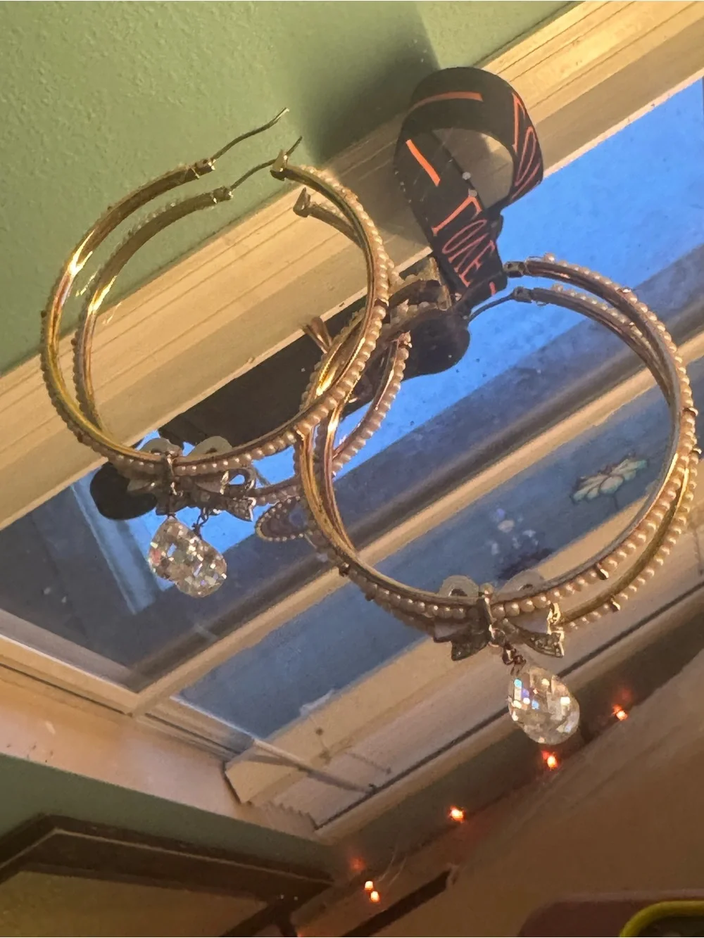 Betsy Johnson Hoop Pearl Earrings
